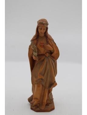 Hand-Carved Wooden Religious Figurine Mary 6" Tall